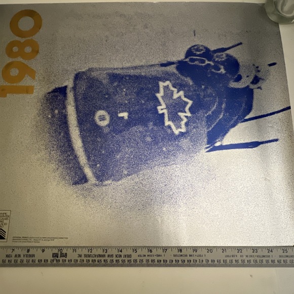 Vintage 1980 Lake Placid Olympics Embossed Poster Team Canada Bobsled - Picture 6 of 16